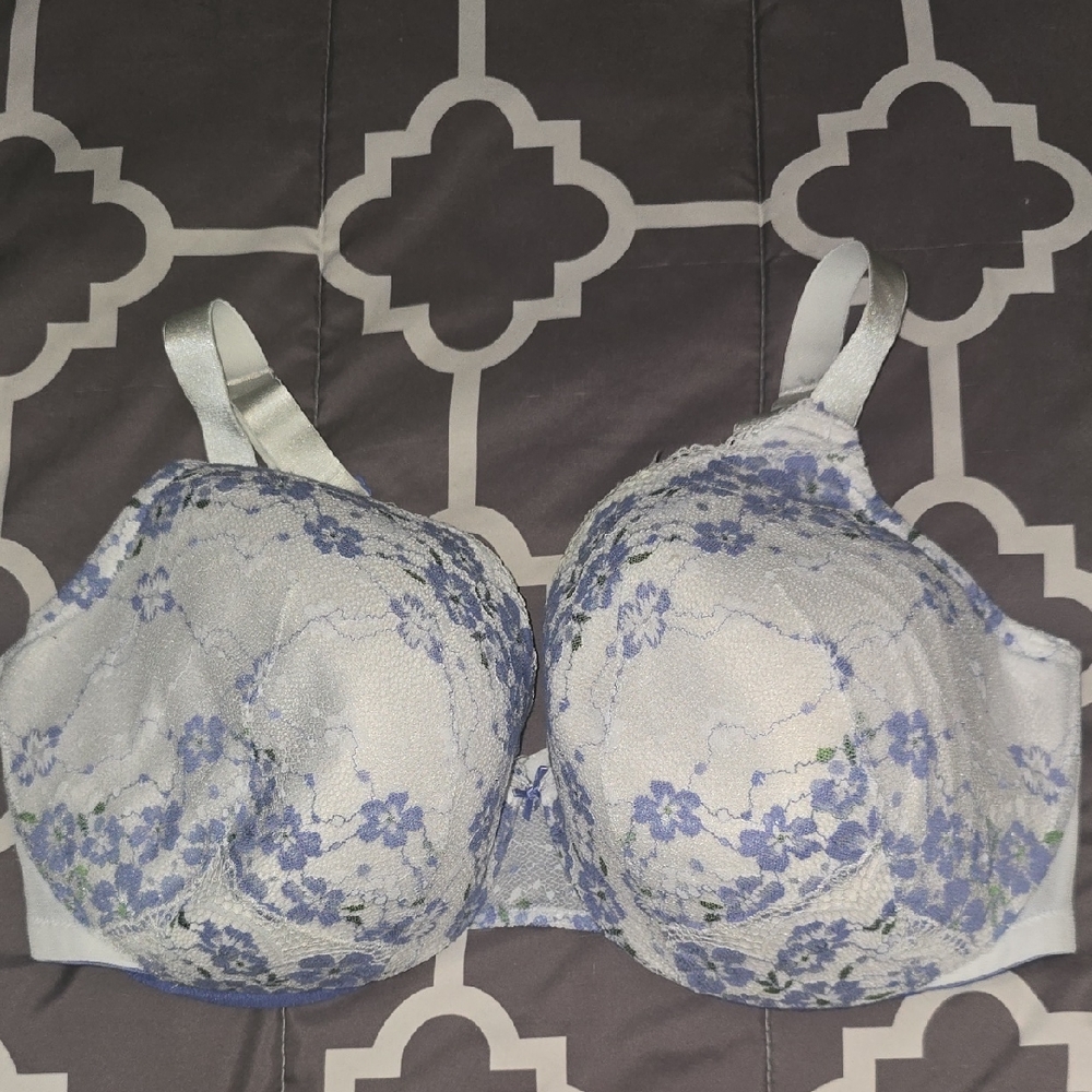 Cacique Blue Floral Lace Bra